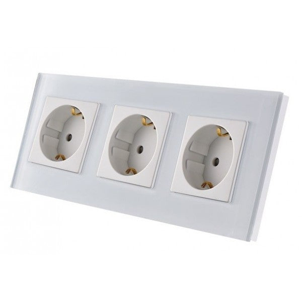 Priză triplă cu  ramă de sticlă - hsmartro